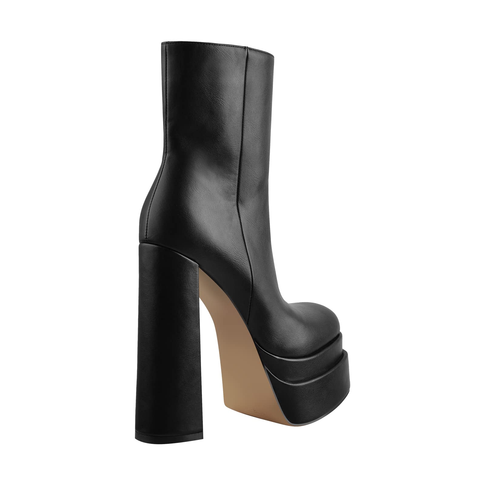 Only maker Damen Stiefeletten Plateau Blockabsatz Kurzschaft Stiefel mit Reißverschluss