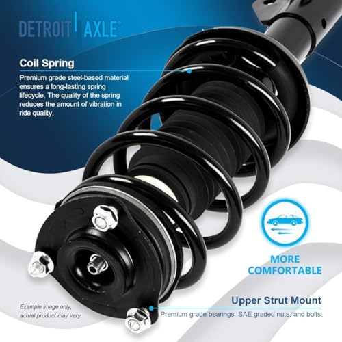 Image of Detroit Axle - Front Loaded knuckle Kit for 2006 2007 2008 2009 2010 2011 Honda Civic, 2 Steering Knuckles & Wheel Hub Bearings Assembly 2 Struts Coil Spring Replacement Suspension