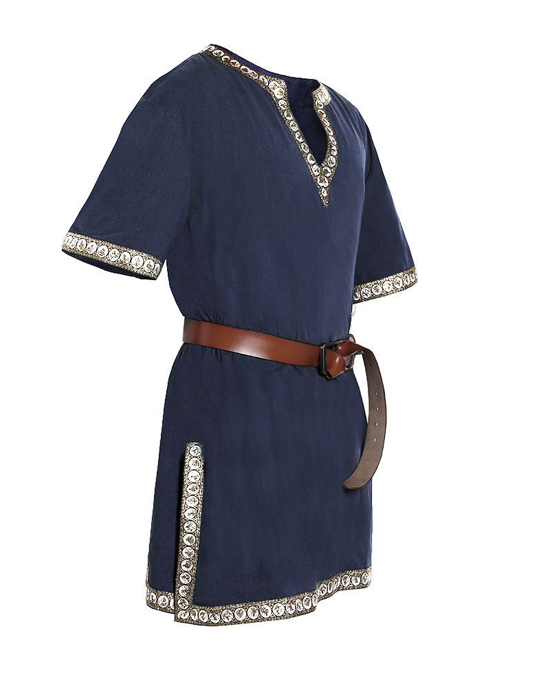 Large, Mens Medieval Knight Tunic Renaissance Mercenary Scottish Costume Warrior LARP Halloween Tops
