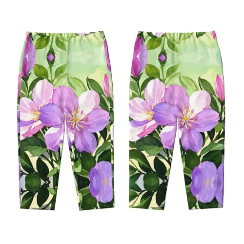 Pajama Pants Pajama Bottoms with Elastic Waistband Sleepwear Lounge Pants, Spring Flowers Painting3
