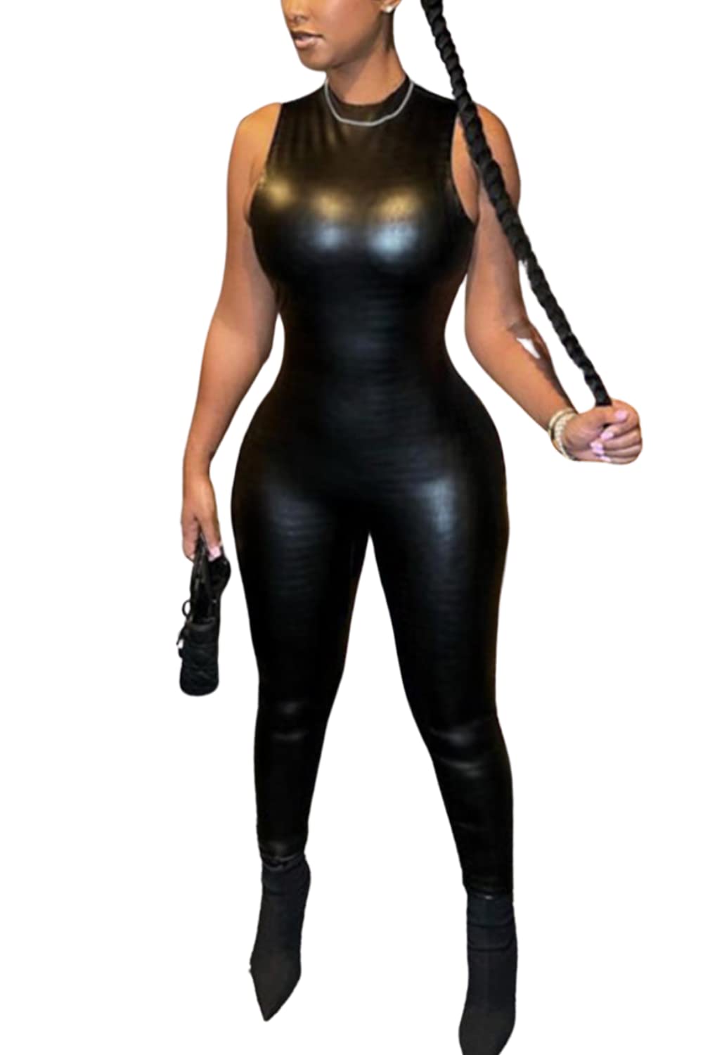 Jumpsuits for Women Sexy Dressy Sleeveless Bodycon Party Club One Piece Jumpsuit Black