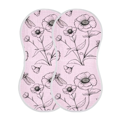 Flowers Butterflies Pink Burp Cloths for Babies Burp Rag Cotton Spit Up Rag for Babies Infant Newborn