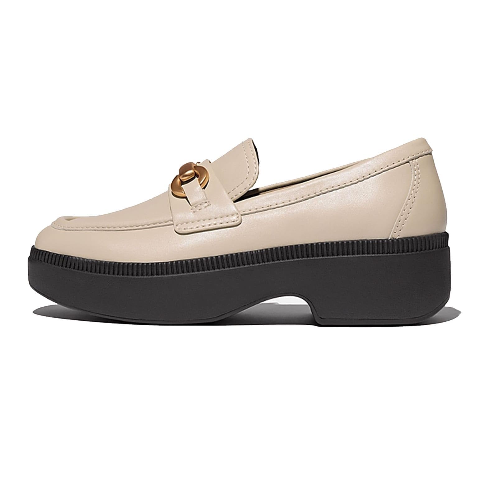 FitFlop Womens F-luma Chunky-Snaffle Leather Demi-Wedge Loafers