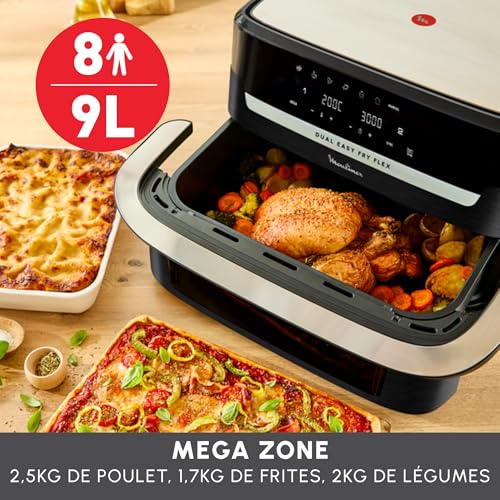 Moulinex Easy Fry Dual Flex air fryer Grand tiroir de Double zone Séparateur amovible jusqu'à 8personnes 7programmes intuitifs EZ9228F0 - vue 3