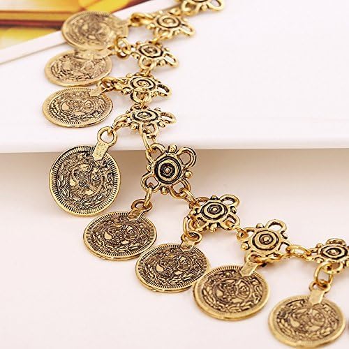 Vintage Engraved Coin Statement Bracelet Bohemian Tribal Ethnic Coins Tassel Barefoot Sandals Retro Boho Gypsy Anklet Foot Hand Chain Fashion Summer Beach Belly Dance Jewelry Accessories for Women3