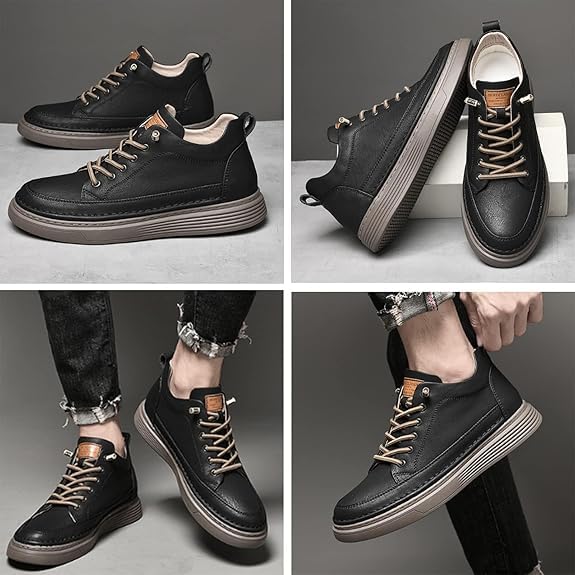 Generic Men's Invisible Height Increasing Oxford Shoes, Elevator Sneakers, Breathable, Anti-Slip, 2" Taller, Beige, US 4.5 - 123