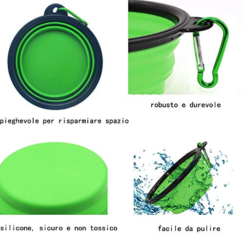 Foldable Dog Bowl, Portable Pet Food Bowl, Travel Bowls for Dogs Cats, Used for Cats, Dogs and Pets for Water and Food (380ml, 2PCS ： Green and Yellow) - Image 6