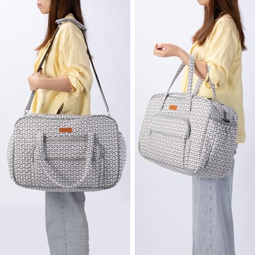 Image of Yarn Storage Organizer, Knitting Crossbody Bag, Large Crochet Tote Bag Yarn Holder Case for Carrying Projects, Knitting Needles, Crochet Hooks and Other Accessories (Gray-Arrow)