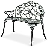 Tangkula Outdoor Garden Bench Park Bench, All-Weather Patio Bench Chair with Cast Aluminum Seat & Backrest, Porch Loveseat with Cast Iron Handle & Legs, Outdoor Bench for Patio Garden Lawn Park Deck