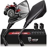 MZS Motorcycle Mirrors 10mm 8mm, Universal ATV Rearview Mirror with CNC Handlebar Mount Rear View Side Mirror Black Compatible Motorbike Dirt Street Bike Adventure Quad Snowmobile Scooter Moped