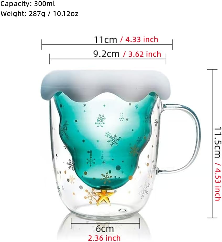 Christmas Tree Tea Cup with Lid Espresso Coffee Mugs with Handles