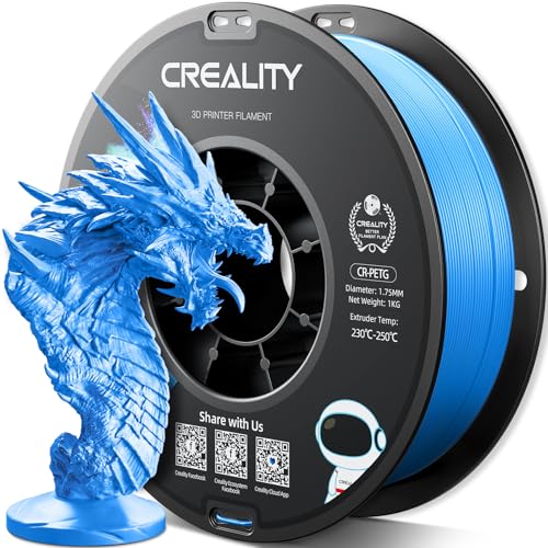 Official Creality PETG 3D Printer Filament 1.75mm 1KG (2.2lbs), High Precision, Strong Toughness, Odorless, Better Flow, Moistureproof 3D Printing CR PETG Filament, Digital Blue Petg-1kg Dig