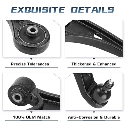 Front Lower Control Arms Kit Fit for 2001-2005 Acura MDX, 2003-2005 Honda Pilot with Ball Joint Tie Rod End Stabilizer Sway Bar End Links Front Lower Suspension Kit - K621349 K621350 - Image 6