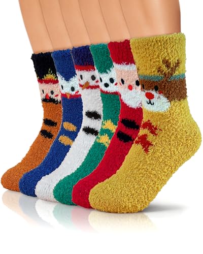 TEHOOK Fuzzy Christmas Socks for Women Gifts, Soft Fluffy Warm Cozy Winter Socks for Xmas Stocking Stuffers