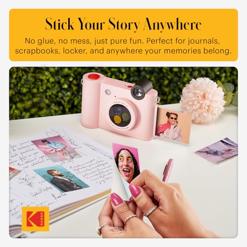 Image of Kodak Smile+ 2-in-1 Digital Instant Print Camera & Wireless Bluetooth Printer - 10MP, Special-Effect Rotating Lens, Zink 2x3 Sticky-Back Photos Print (Renewed)