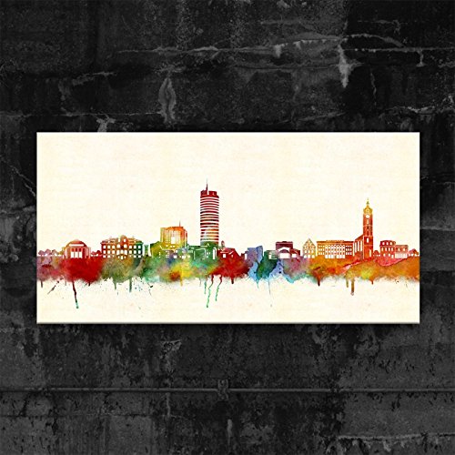 Kunstbruder Art Wall Picture Jena Skyline 3D 4 cm Art Print on Canvas 50 x 100 cm Various Sizes