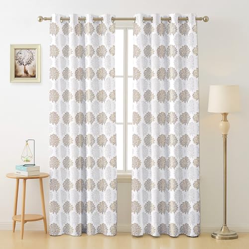 Image of Homestan Jacquard Woven Long Door Curtains 9 Feet Long Set of 2 for Home Decor (9 X 4 Feet, Light Brown)