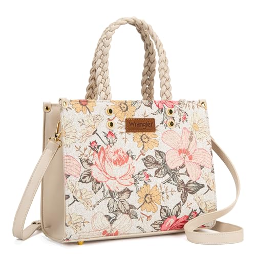 Image of Montana West Wrangler Tote Bag for Women, Floral Print Braided Tote Purse,Western Tote Handbag with Adjustable Shoulder Strap