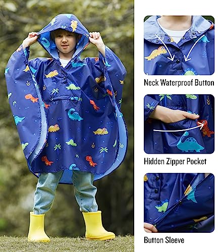 Image of SaphiRose Lightweight Kids Rain Poncho Jacket Waterproof Outwear Rain Coat
