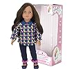 Sophias 18 inch doll catherine with light medium skin tone brunette hair brown eyes long sleeved polka dot shirt jeans doll shoes soft bodied vinyl 18 doll modern girl collection  urban country home decor