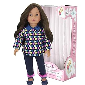 Sophias 18 inch Doll Catherine with Light Medium Skin Tone Brunette Hair Brown Eyes Long Sleeved Polka Dot Shirt Jeans Doll Shoes Soft Bodied Vinyl 18 Doll Modern Girl Collection
