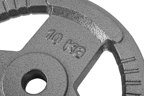 Gymtek Halterschijven 30mm, 10kg Gewichten, Krachttraining Gewichten, Fitness Schijven, Gietijzeren Plat, Tri-Grip Halter Gewicht, Langhalter Bumper Plates, Krachttrainingsapparatuur - Afbeelding 5
