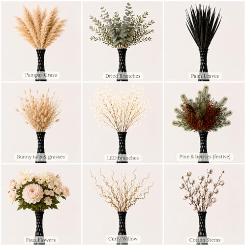 Image of Leewadee Large Floor Vase 34 inches Mango Wood for Pampas Grass, Dried Flowers