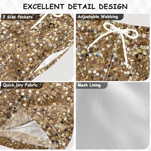 Pigsaly Boys Swim Trunks Sand Beige Gradient Flashing Glitter Boys Board Shorts Swimsuit Swimwear Summer Bathing Suit 2T3