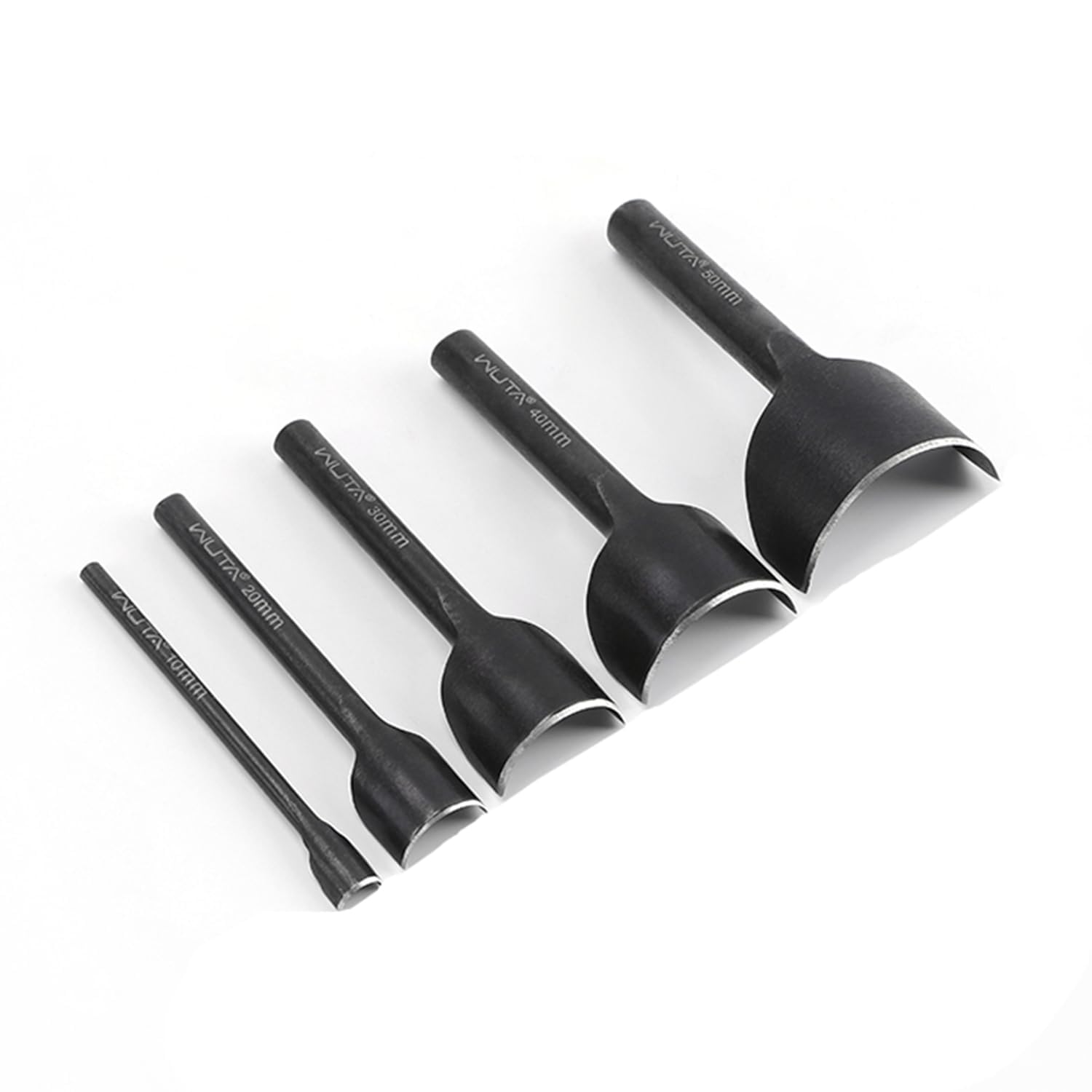 WUTA 5 Piece Half-Round Leather Punch Set, Carbon Steel Semicircular Punch Tool for Belts, Wallets & Watch Straps(10+20+30+40+50mm)