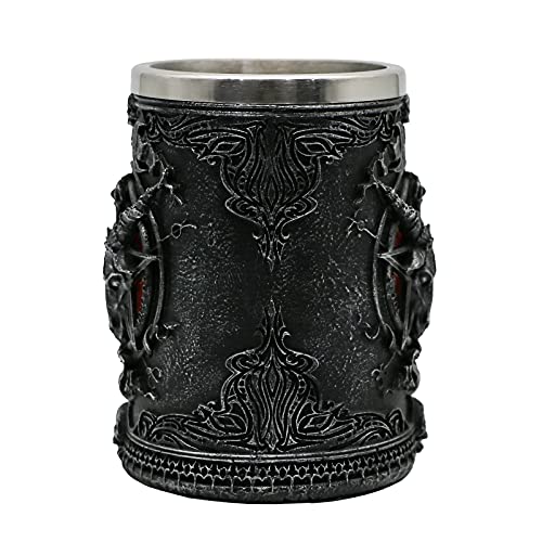 Alikiki Medieval Baphomet Head Beer Mug - Sabbatic Goat Pentagram Drinking Tankard 21Oz Stainless Steel Wine Coffee Cup Novelty Gothic Father Day Gift Party Decorations #TOP1