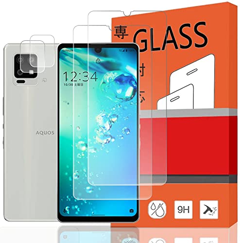 【4枚セット】For AQUOS zero6 SHG04 au/SoftBank 用の 強化ガラスフィルム（2枚入）+カメラフィルム（2枚入）強化ガラス For AQUOS zero6 SHG04 au/SoftBank 液晶保護フィルム+レンズ保護フィルム 透過率99%/耐衝撃/汚れ防止/飛散防止/気泡防止/防指紋/自動吸着