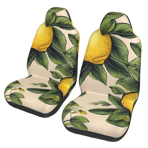 Housse de siège avant voiture respirante universelle motif citron lot de 2