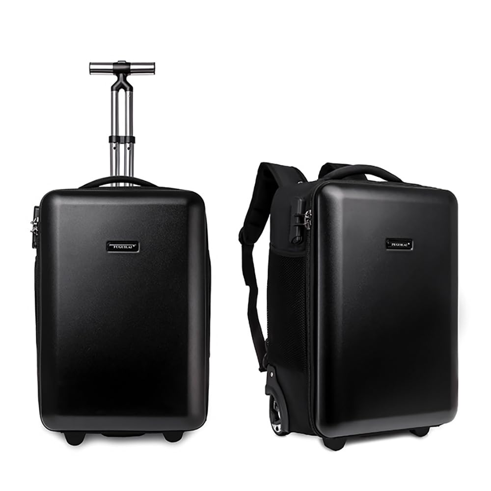 MUMOO BEAR 2 In 1 Hard Shell Wheeld Backpack, 19 Inch Rolling Luggage Case with Shoulder Straps for Travel Business and School, Large Capacity Trolley Suitcase for Men Women and Student, 2013 (Black)