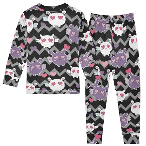 Pajama Sets Long Sleeve Cute Rabbits with Hearts Soft Comfy Sleepwear 2 Piece PJS 3-8T3