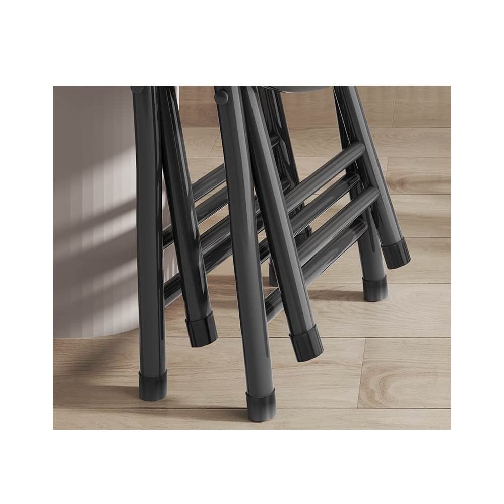Balama Hocker Metall Schwarz & Grau klappbar gepolstert 50 x 30 x 30cm mit Sicherheitsverriegelung, mehr stabil mit 2 Querstangen, mit Bodengleiter, robustem Kunstleder, dickwandiges Metallrohr(Grau)