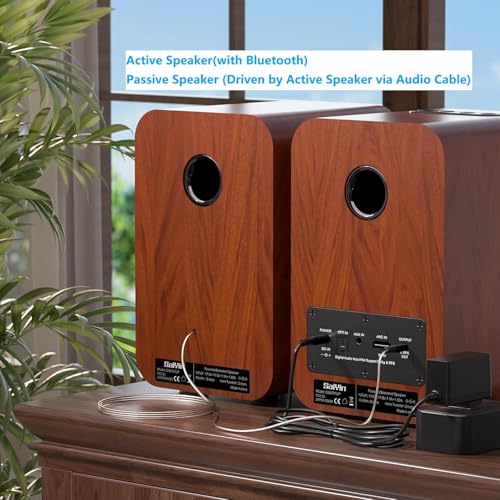 Image of Saiyin Bluetooth Bookshelf Speakers for Record Player,Active Speakers with 3 Inch Woofer, Powered Speakers with Optical /AUX /TV-ARC Input for Turntable, PC and TV