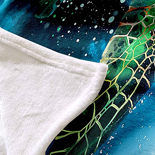 Couverture flanelle tortue aquarelle 150x200cm pour lit et canapé