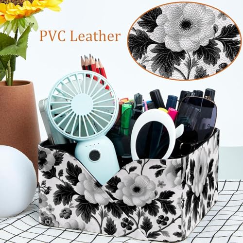 Boîte de rangement fleurs noires et blanches polyvalente et durable