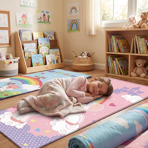Image of Fanfanwin Kids Nap Mat Cover for Boys and Girls 47 x 21.25 Inch Vinyl Sleeping Mat Cover for Toddler Care Preschool Children Kindergarten