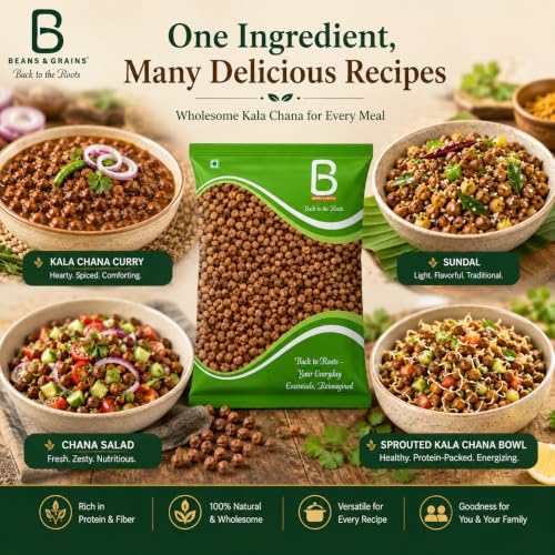 Image of Beans & Grains Premium Kala Chana 1kg | High Protein & Fiber | 100% Natural & Unpolished | Pack of 1