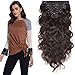 Produktbild Silk-co Clip In Extensions Echthaar Gewellt - #2 Dunkelbraun - 8 Tressen 18 Clips Dopplet Dicke - 140g Haarverlängerung Remy Echthaar Extensions Clip In 45cm