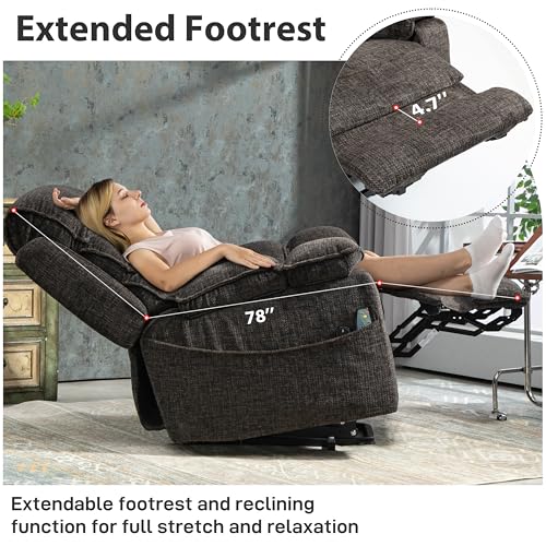 27in Extra Wide Power Lift Recliner Chair for Big Tall with Extended Footrest Heat Massage, Oversized Electric Lift Recliner Chairs for Adults Elderly Seniors, Arm Storage & Cup Holders