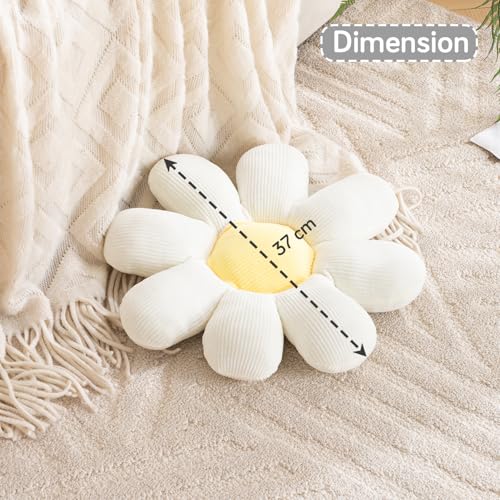 Image of HOKIPO Floral Decorative Prop Throw Pillow for Bed Couch Sofa Plush Aesthetic Cushion for Home Decor - 37 cm, Swan White (AR-5921-WHT)