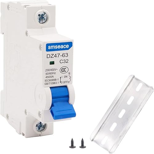 Miniatura 9 de smseace Disyuntor miniatura de baja tensión AC 20A 230400V, interruptor de desconexión de CA de 1 polo C20 Montaje en carril DIN usado para proteger