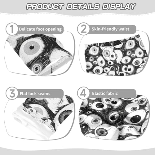 Black and White Evil Eyes Kids Girl's Basic Leggings Stretchy Full Length Lounge Pants Exercise3