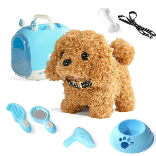 KBIBCK Hund Spielzeug Kinder, Elektronisches Haustier Hund mit Leine Spielzeug Kinder, Spielzeug Hunds der Läuft und Bellt, Interaktives Haustier Hunds Geschenk für Kinder Mädchen 3 4 5 6 7 8 9 Jahre