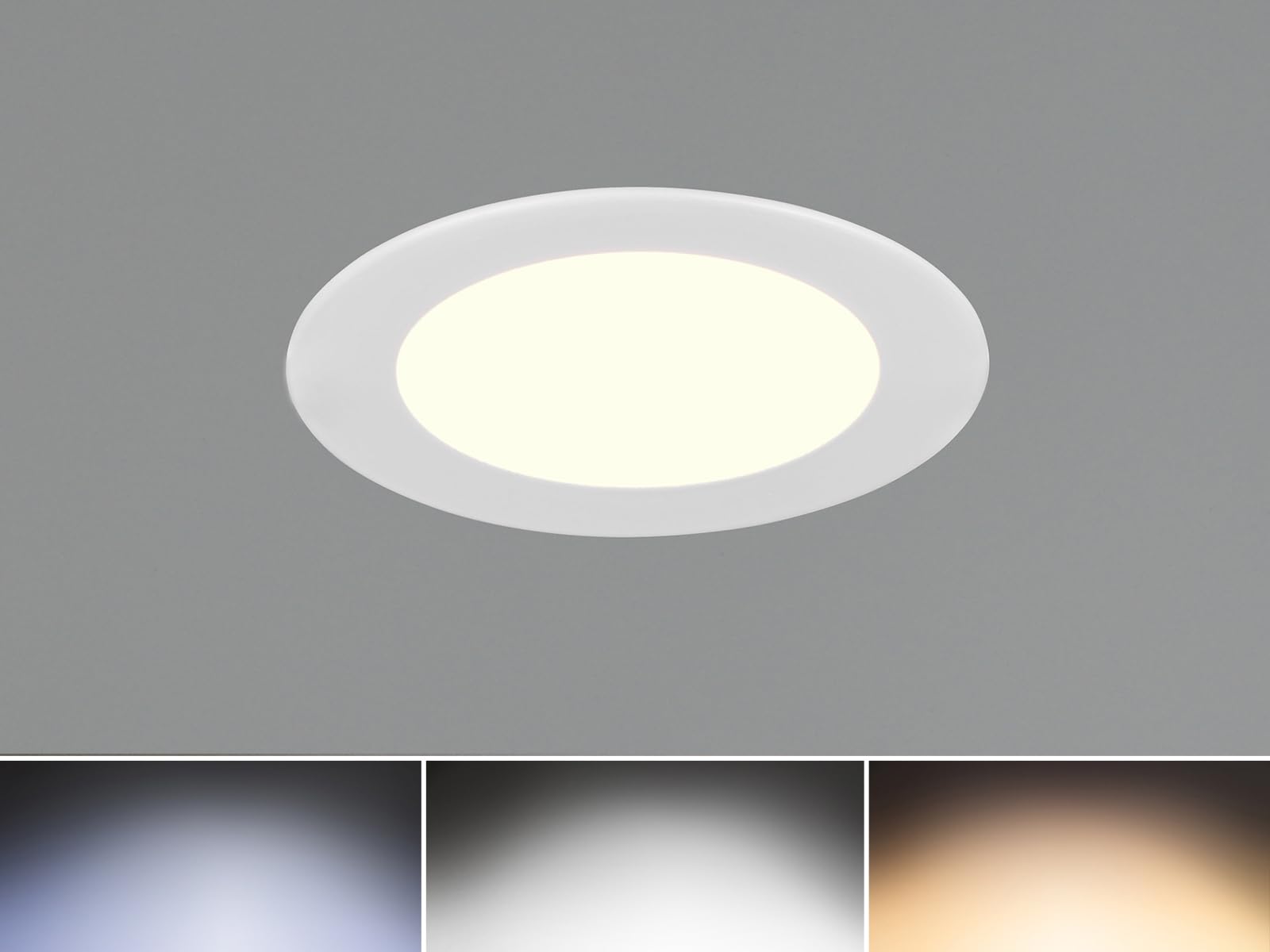 meineWunschleuchte Zestaw 3 reflektorów LED do zabudowy 230 V bez transformatora w kolorze białym, Ø 12 cm