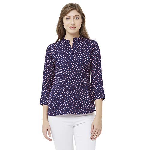 T-shirt occidental imprimé en crêpe coupe droite ANNI DESIGNER pour femme couleur bleu roi taille S
