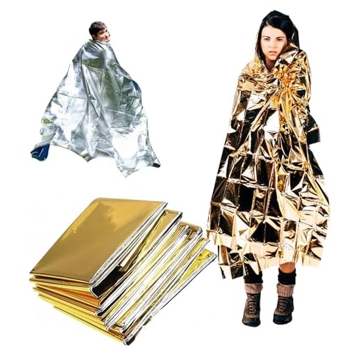 4 Mantas termica emergencia Oro para el frio y plata para el calor, siempre contigo en viajes en coche, ideal rutas montañas, acampada, senderismo manta termica supervivencia ligera en bolsa de Nylon