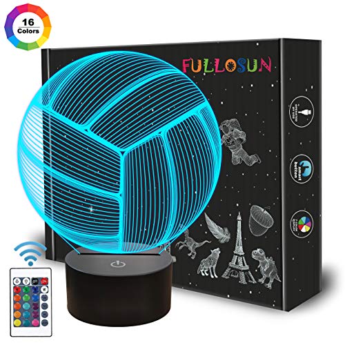 FULLOSUN Volleyball 3D Night Light, Sport Light 3D Illusion Lamp for Kids